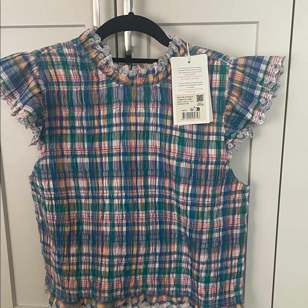 Sezane Blouse Liorane Carreaux Top BNWT size 40